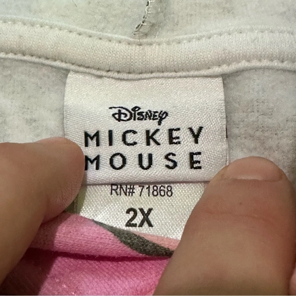 Disney Mickey Mouse Hoodie Sweater Cropped AOP Minnie Goofy Pluto Women’s Sz 2X - Picture 4 of 8